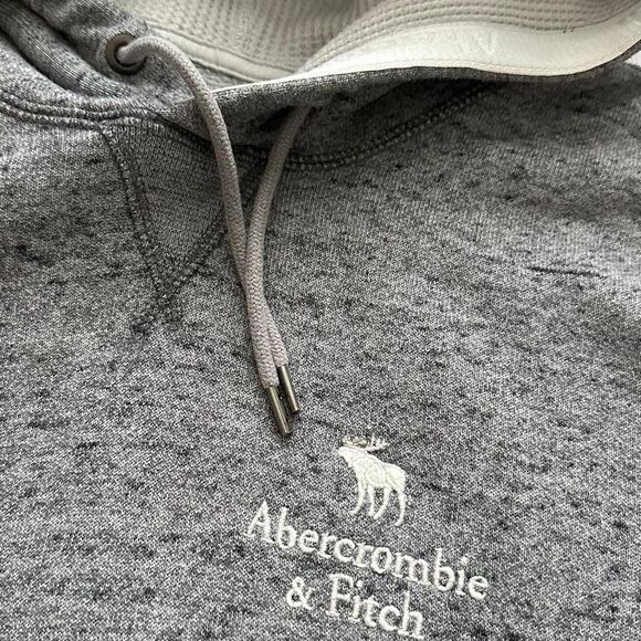Abercrombie & Fitch Grey Hoodie Medium Embroidered Logo - Picture 2 of 6